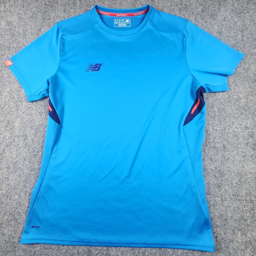 New Balance NB Dry Mens XL Blue Short Sleeve Athletic Running Training Shirt